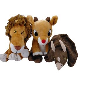 Lot Of Kohls Cares Plush Rudoloh Red Nosed Reindeer Tawny Lion Triceratops Dino